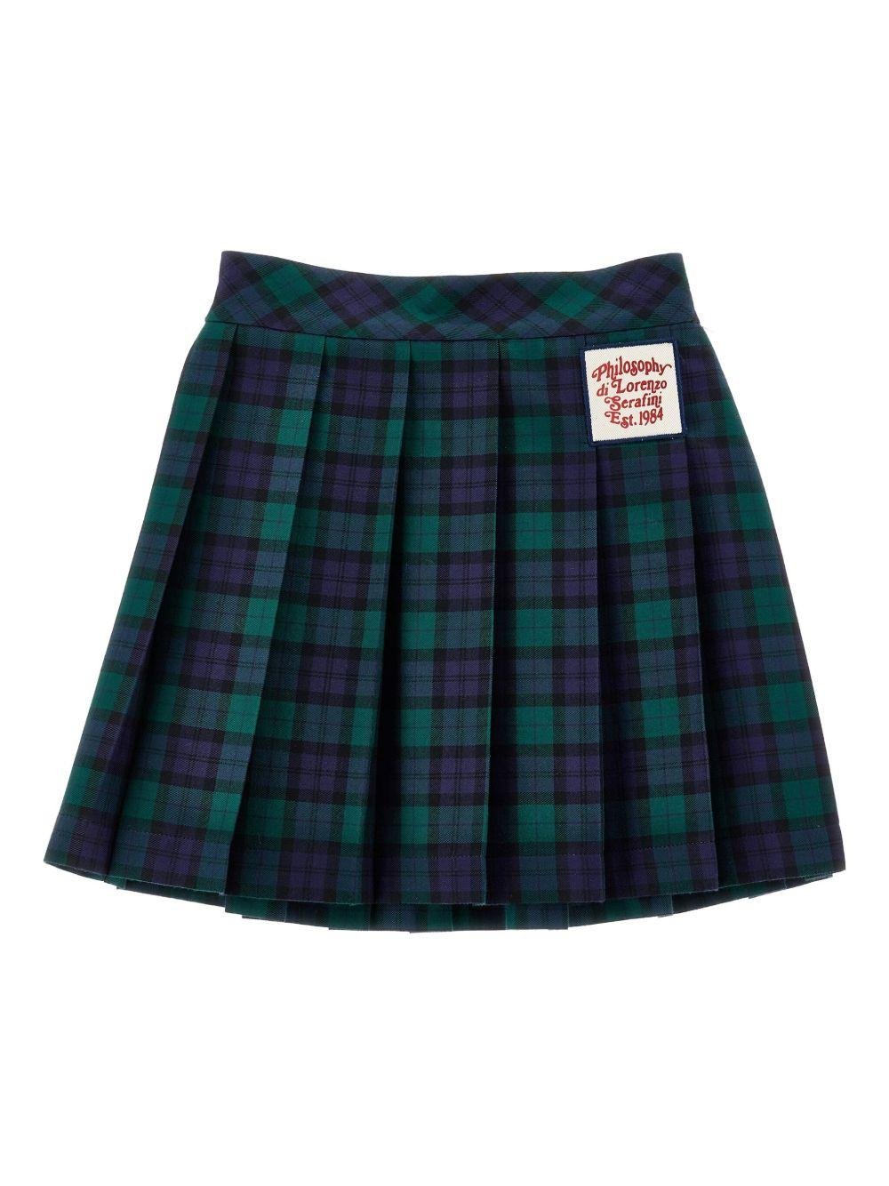 Gonna per bambina Philosophy Di Lorenzo Serafini Kids blu a quadri - Rubino Kids