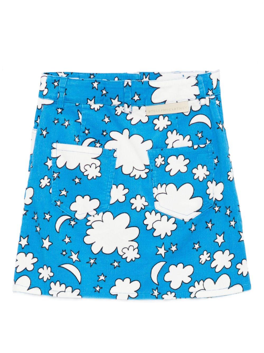 Gonna per bambina Stella McCartney Kids azzurro a coste con stampa - Rubino Kids