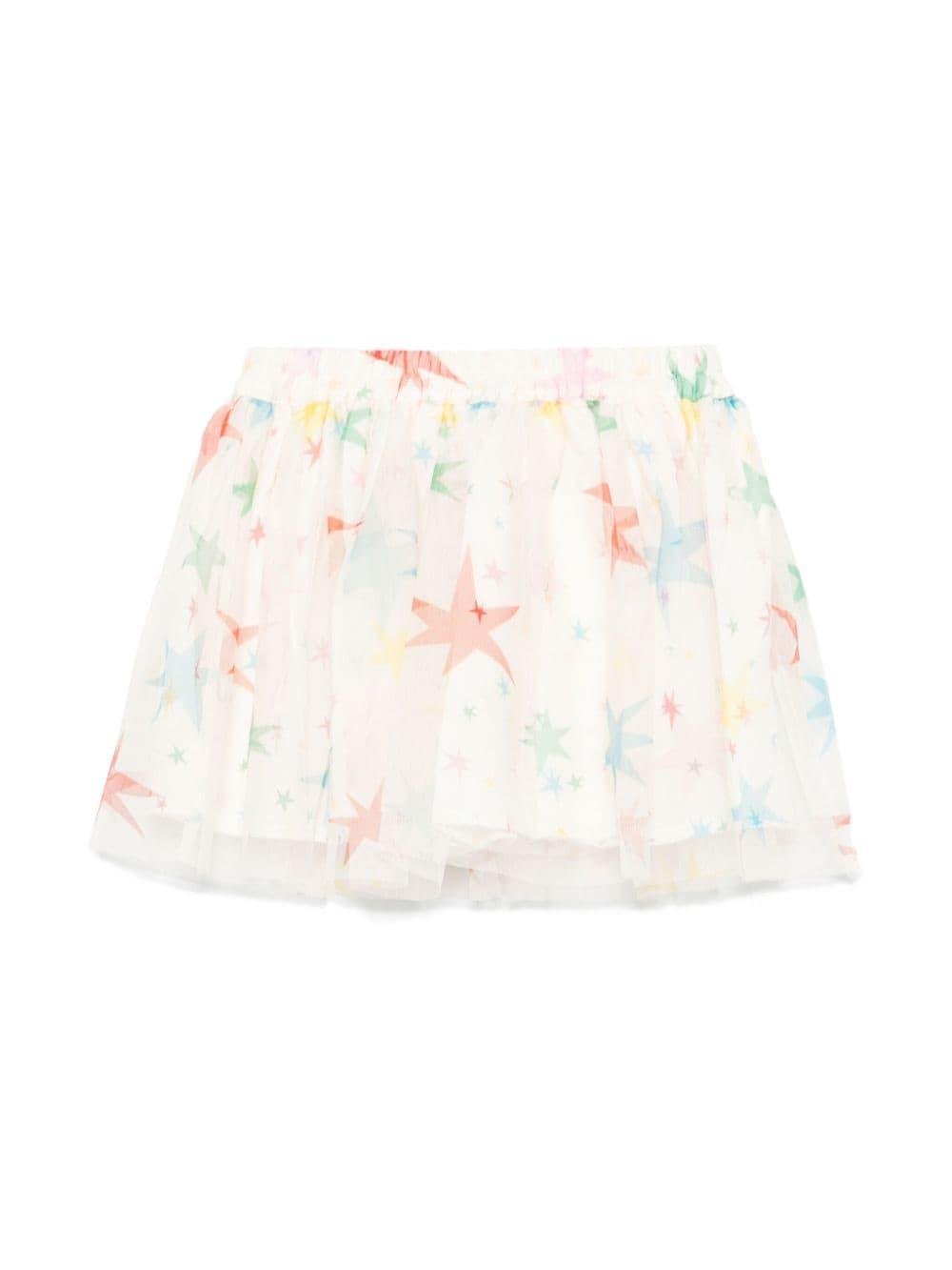 Gonna per bambina Stella McCartney Kids beige chiaro con stampa all - over in tulle - Rubino Kids