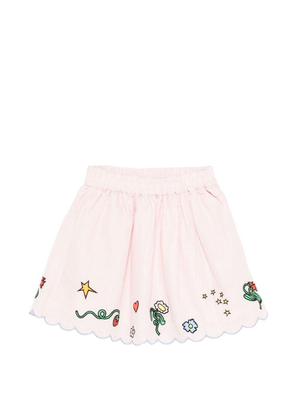 Gonna per bambina Stella McCartney Kids rosa con orlo a smerlo - Rubino Kids