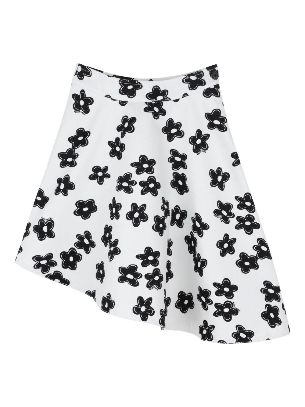 Gonna per bambina The Marc Jacobs Kids bianca con stampa a fiori neri - Rubino Kids
