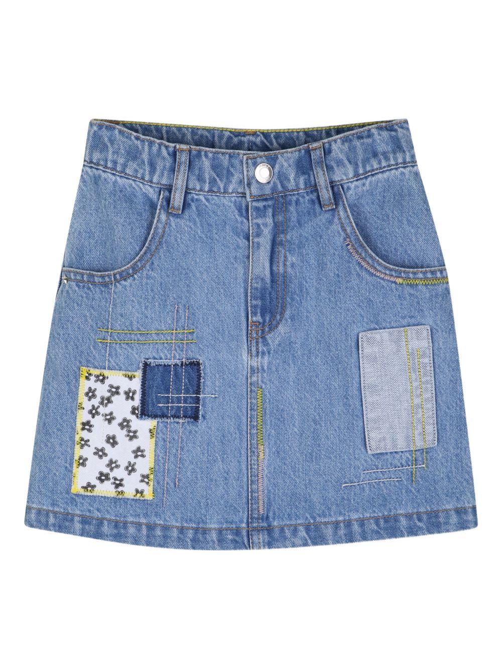 Gonna per bambina The Marc Jacobs Kids denim con toppe decorative - Rubino Kids