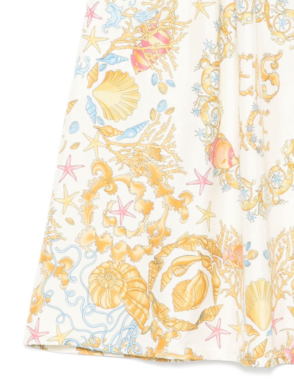 Gonna per bambina Versace Kids beige in seta con stampa grafica - Rubino Kids