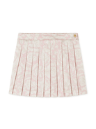 Gonna per bambina Versace Kids rosa plissettata Barocco con stampa - Rubino Kids