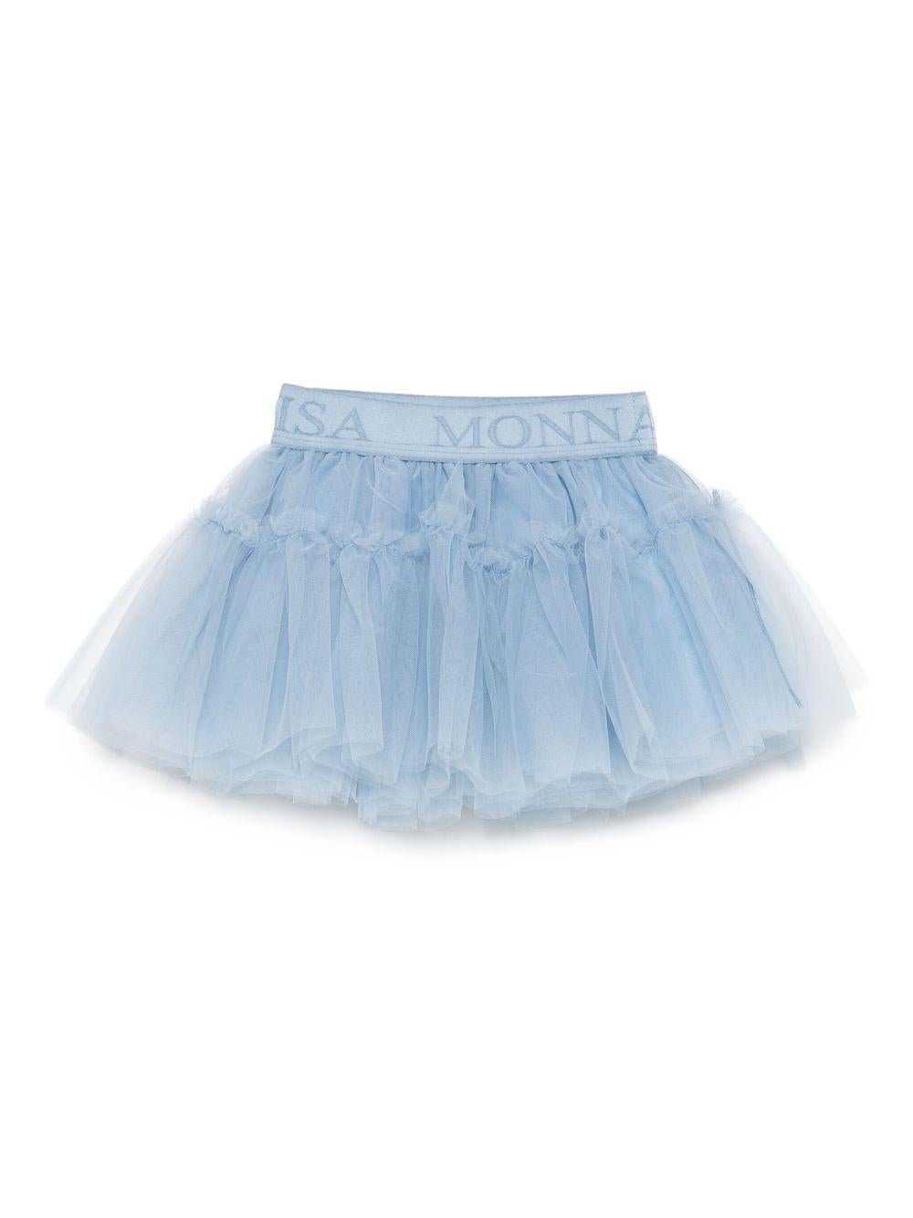 Gonna per neonata Monnalisa azzurra in tulle arricciata - Rubino Kids