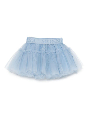 Gonna per neonata Monnalisa azzurra in tulle arricciata
