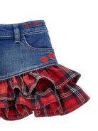 Gonna per neonata Monnalisa in denim con inserti tartan - Rubino Kids