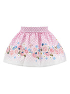 Gonna per neonata Monnalisa rosa a quadretti con stampa a fiori - Rubino Kids