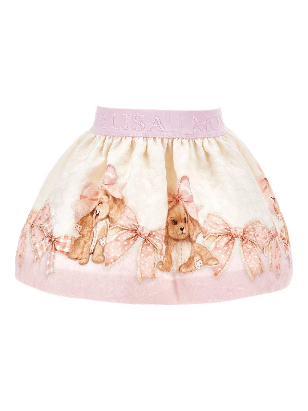 Gonna per neonata Monnalisa rosa con stampa grafica all - over - Rubino Kids