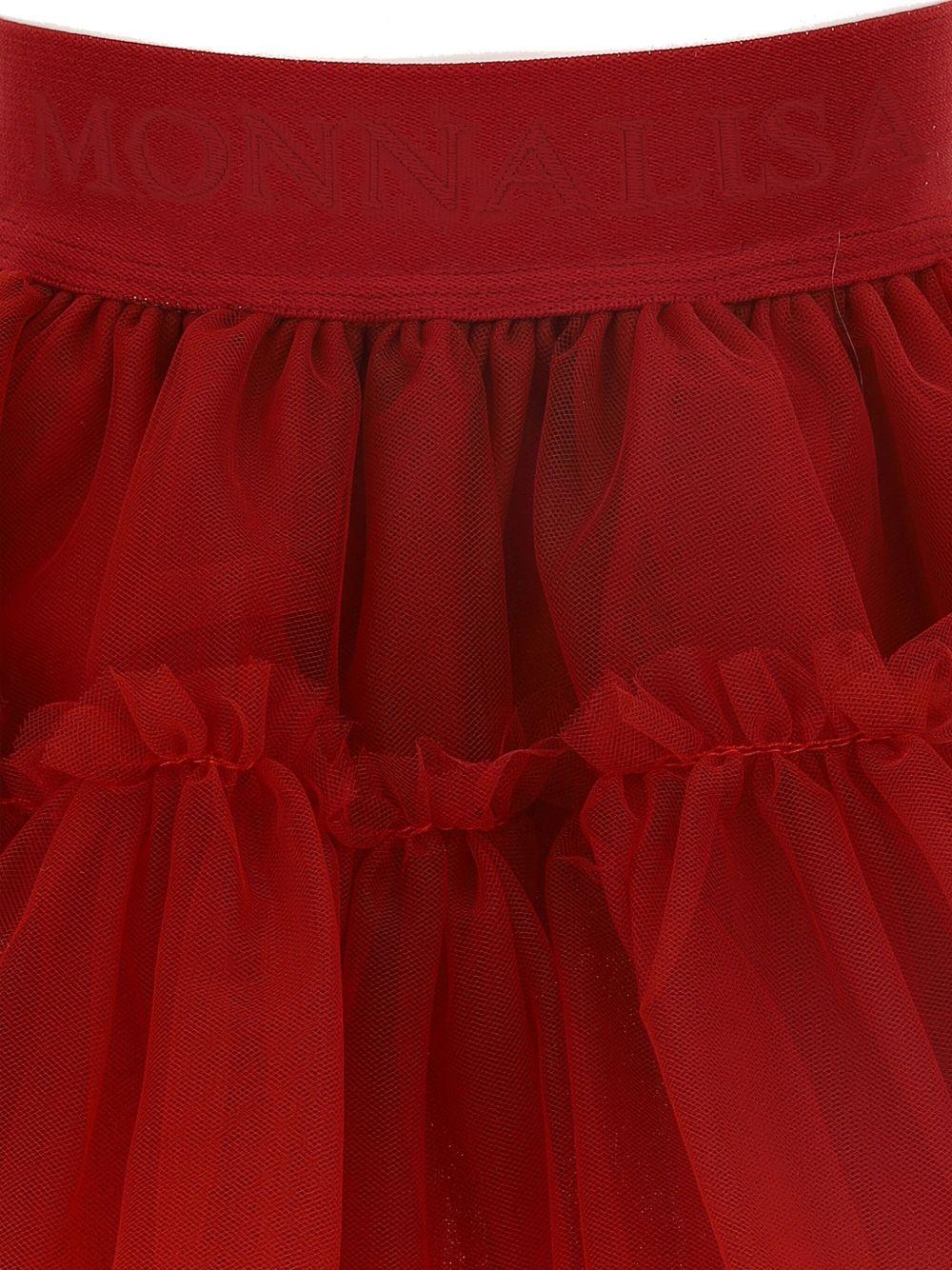 Gonna per neonata Monnalisa rossa con balze - Rubino Kids