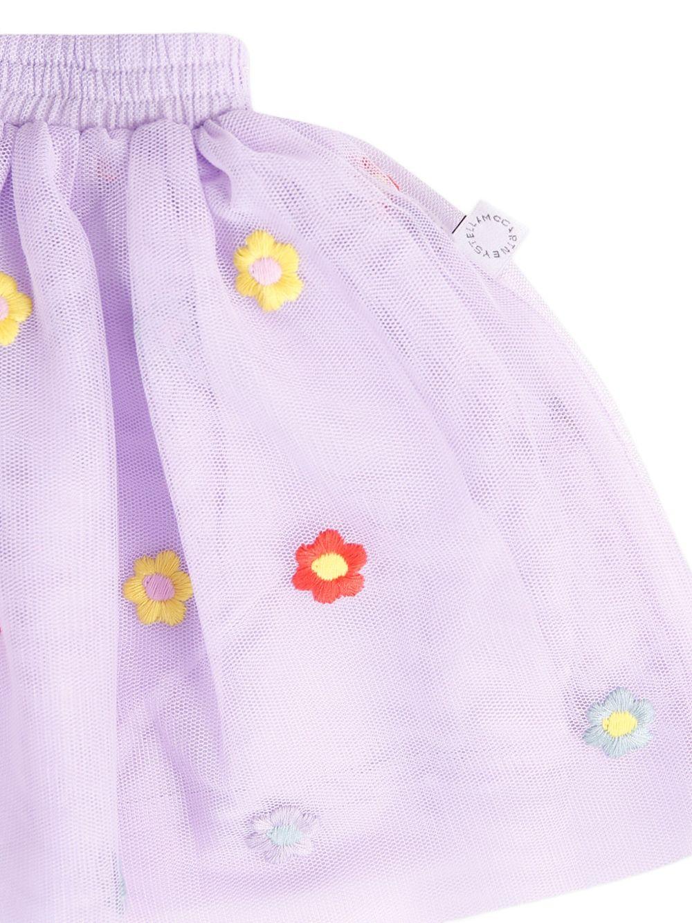 Gonna per neonata Stella McCartney Kids lilla in tulle con ricamo floreale - Rubino Kids