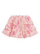 Gonna per neonata Versace Kids Underwater Barocco beige e rosa con ruches - Rubino Kids