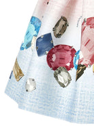 Gonna plissé per bambina Stitch Disney x Monnalisa multicolore con stampa gemme - Rubino Kids