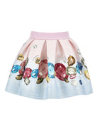Gonna plissé per bambina Stitch Disney x Monnalisa multicolore con stampa gemme - Rubino Kids