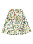 Gonna plissettata per bambina Fendi Kids bianco a fiori - Rubino Kids