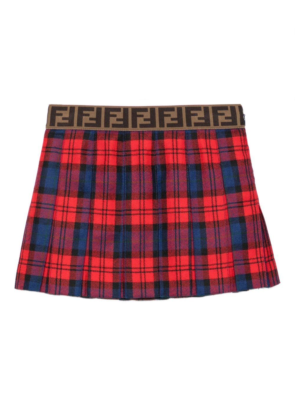 Gonna plissettata per bambina Fendi Kids con motivo tartan - Rubino Kids