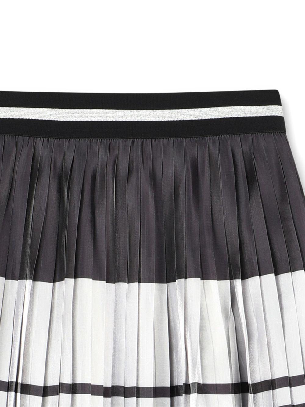 Gonna plissettata per bambina Karl Lagerfeld Kids bianco e nero con logo - Rubino Kids