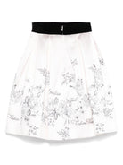 Gonna plissettata per bambina Monnalisa bianco con stampa floreale - Rubino Kids