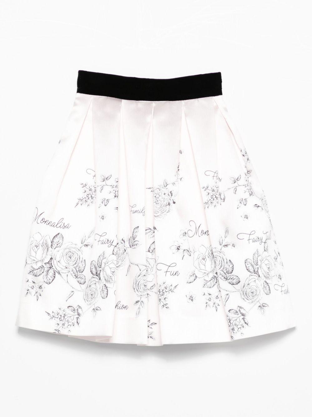 Gonna plissettata per bambina Monnalisa bianco con stampa floreale - Rubino Kids