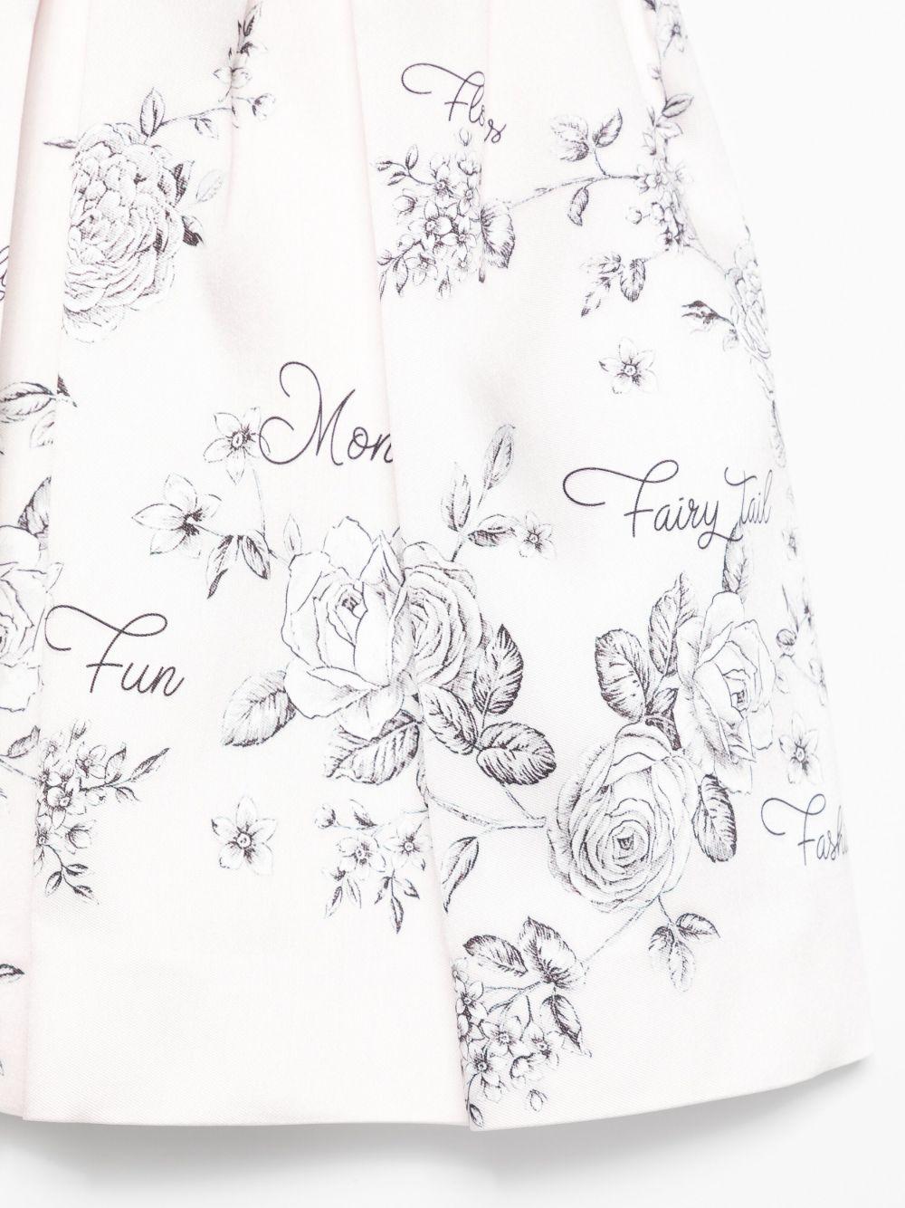 Gonna plissettata per bambina Monnalisa bianco con stampa floreale - Rubino Kids