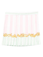 Gonna plissettata per bambina Versace Kids rosa con stampa barocca - Rubino Kids
