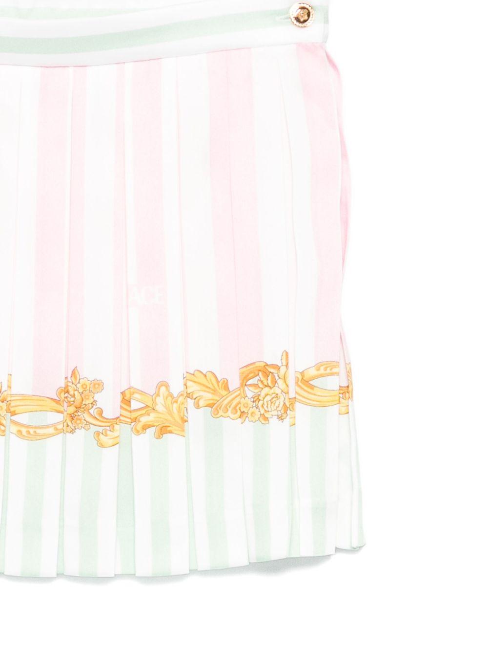 Gonna plissettata per bambina Versace Kids rosa con stampa barocca - Rubino Kids