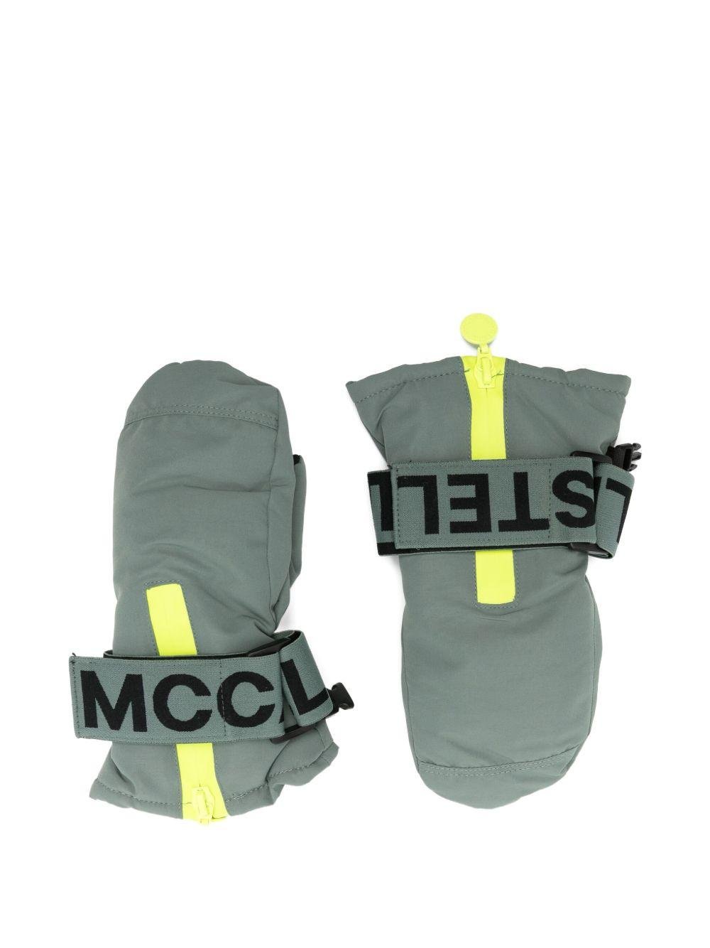 Guanti da neve per bambini Stella McCartney Kids verdi a strappo con dettaglio con logo - Rubino Kids