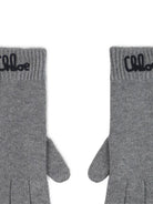 Guanti per bambina Chloé Kids grigi con logo ricamato - Rubino Kids