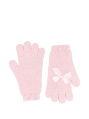 Guanti per bambina Monnalisa rosa con decorazione con fiocco