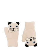 Guanti per bambini Molo beige con faccia di gatto - Rubino Kids