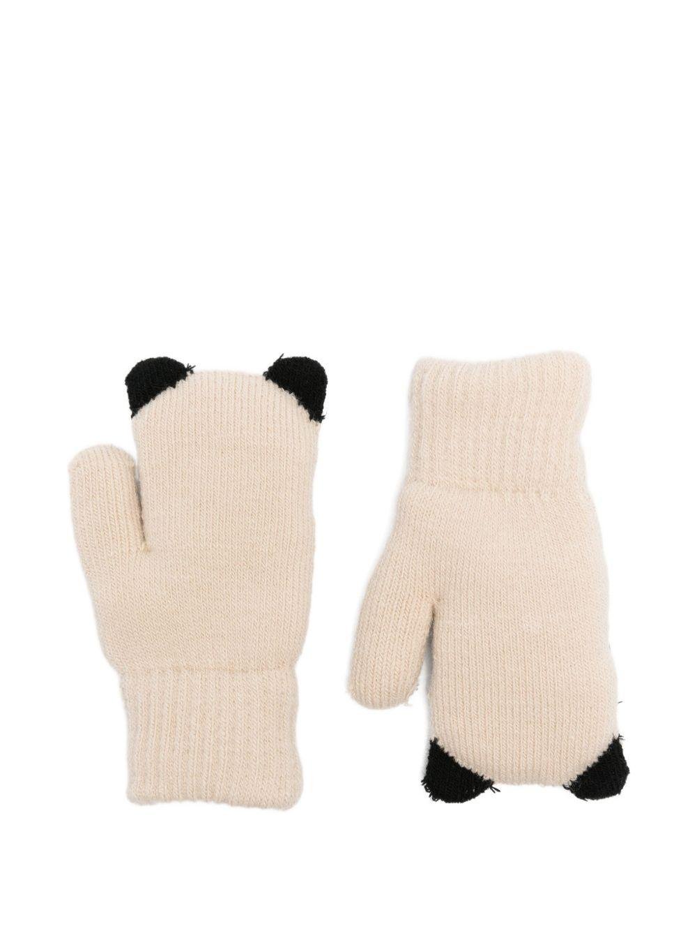 Guanti per bambini Molo beige con faccia di gatto - Rubino Kids