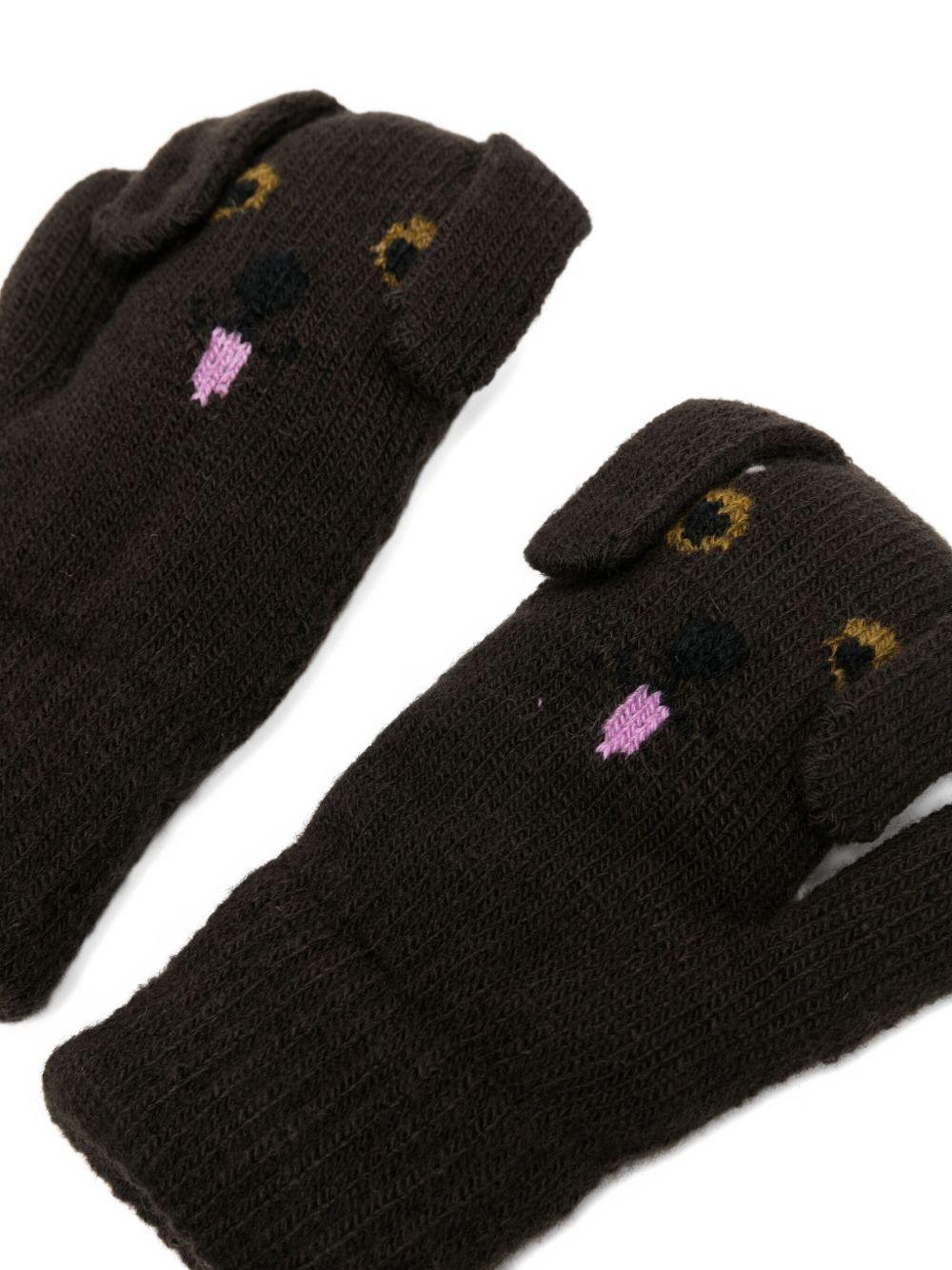 Guanti per bambini Molo marroni con disegno muso di cane - Rubino Kids