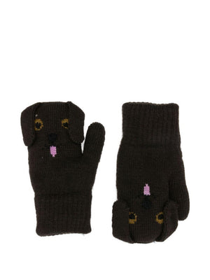 Guanti per bambini Molo marroni con disegno muso di cane