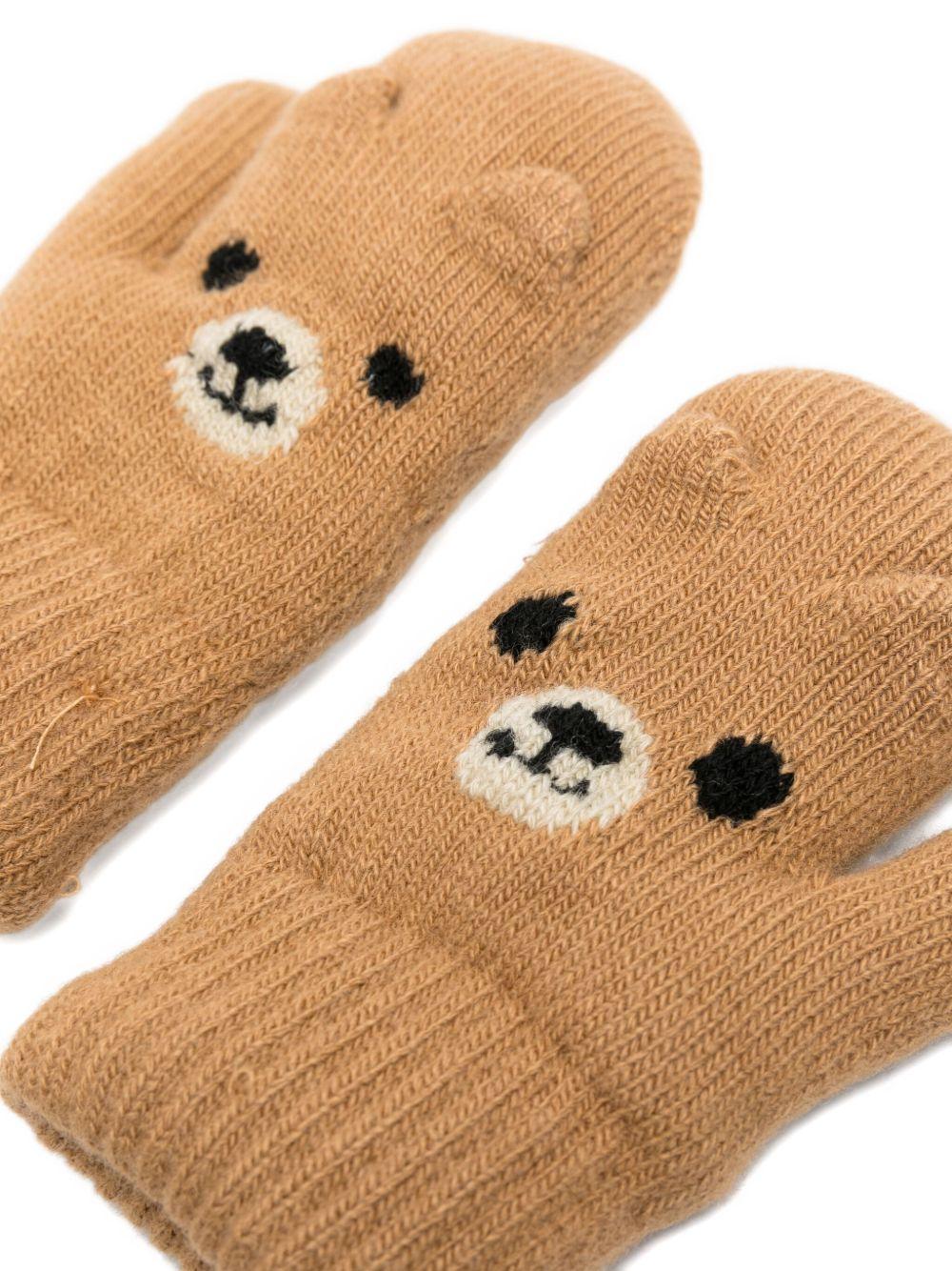 Guanti per bambini Molo marroni con faccia d'orso - Rubino Kids