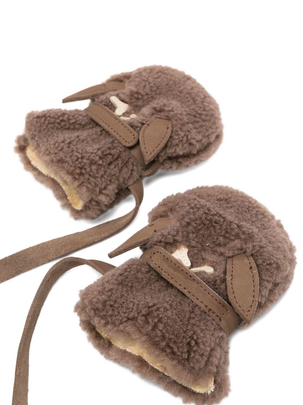 Guanti per neonata Donsje marroni con polsini annodati - Rubino Kids