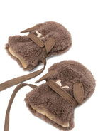 Guanti per neonata Donsje marroni con polsini annodati - Rubino Kids