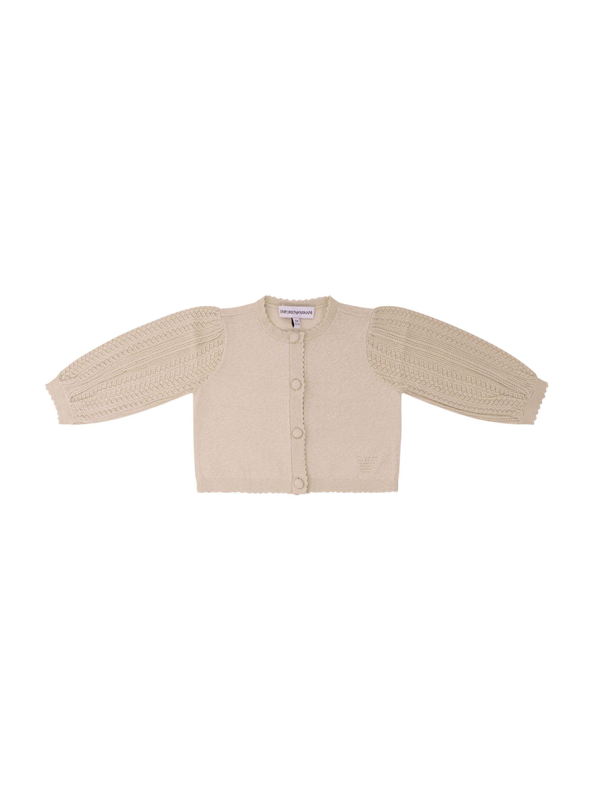 Cardigan per neonata Emporio Armani Kids beige con trama lavorata a maglia EG000780 AF22791 U0007 EMPORIO ARMANI KIDS 