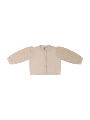Emporio Armani Kids beige knitted cardigan for baby girls