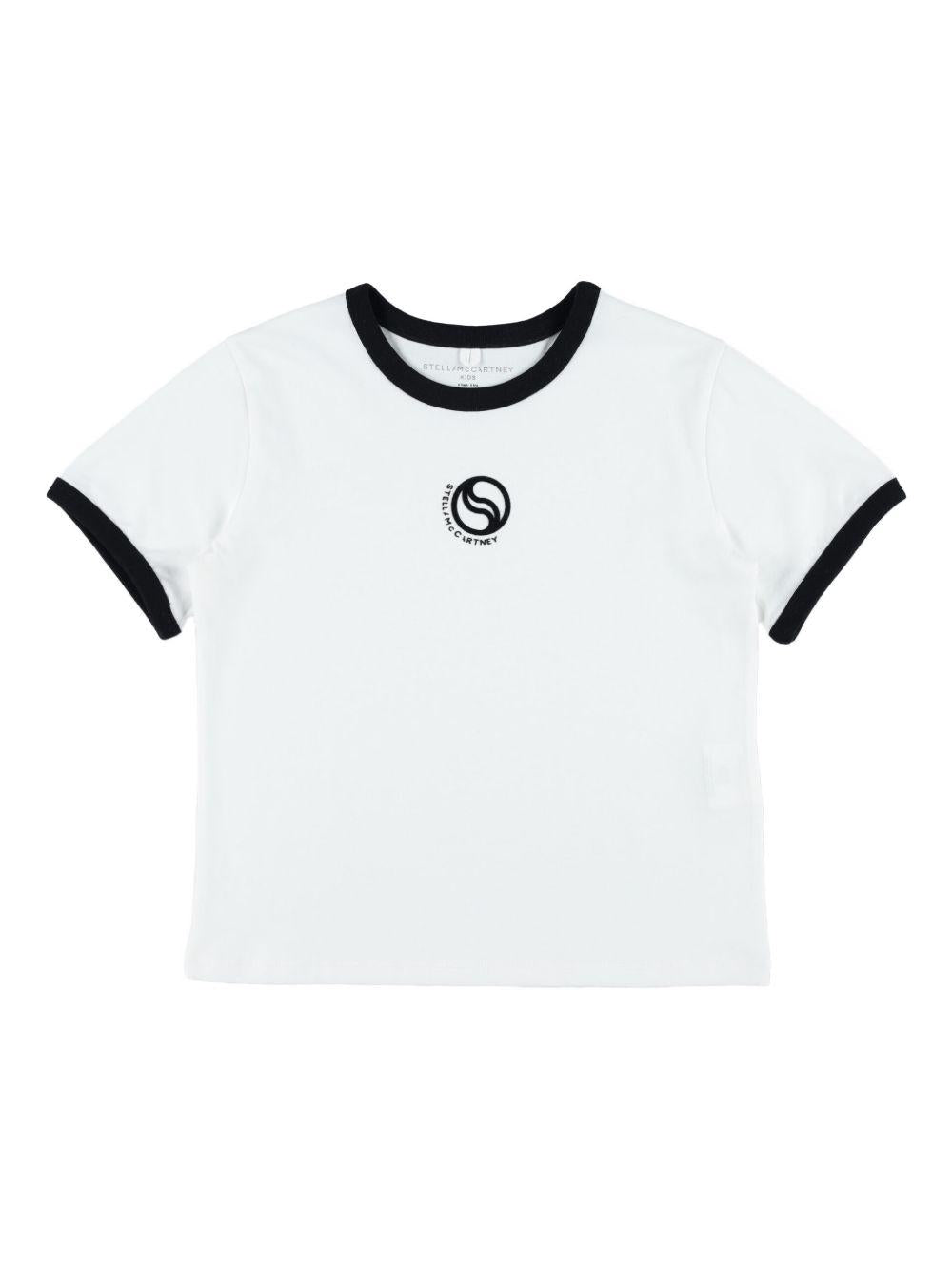 T-shirt per bambina Stella McCartney Kids bianca con dettagli del logo sul davanti TY8C61 Z0434 101 STELLA McCARTNEY KIDS 