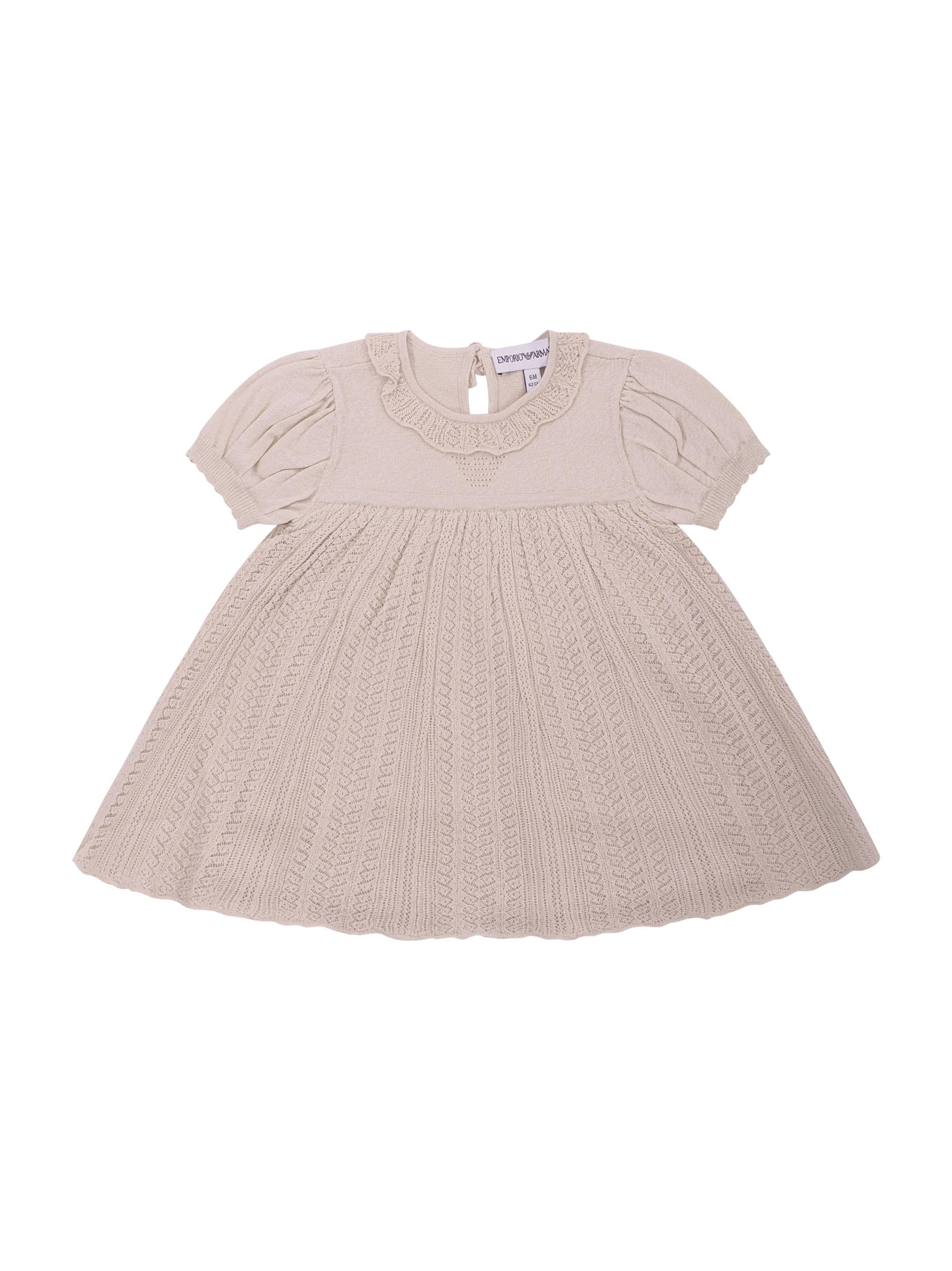 Abito per neonata Emporio Armani Kids beige con dettagli in pizzo EG000779 AF22791 U0007 EMPORIO ARMANI KIDS 