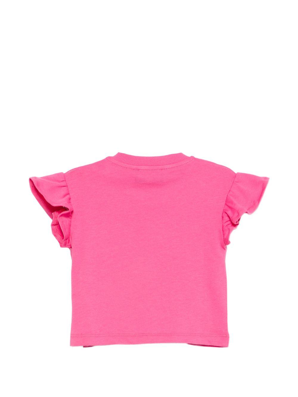 T-shirt per neonata Moschino Kids fucsia con ruches MDM03QLAA17 50533 MOSCHINO KIDS 