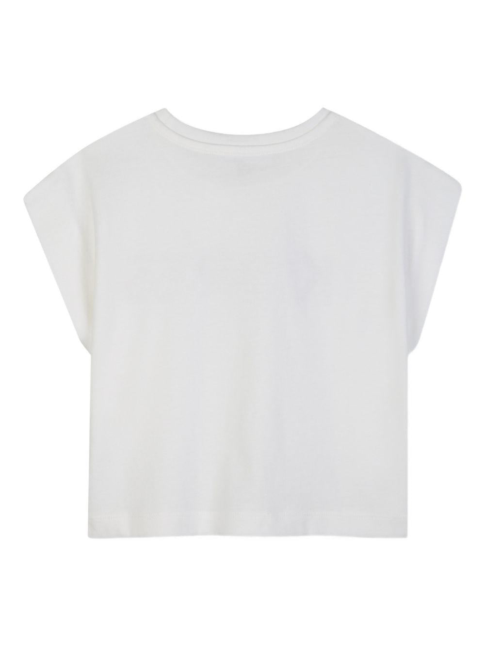 T-shirt per bambina Michael Kors Kids bianca con dettaglio logo R30607 117 MICHAEL KORS KIDS 