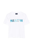 T-shirt per bambino Paul & Shark Junior bianca con logo sul davanti WPM00GLAA53 10101 PAUL & SHARK KIDS 