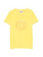 T-shirt per bambini Moschino Kids gialla con logo a spirale sul davanti HXM058LAA02 50577 MOSCHINO KIDS 