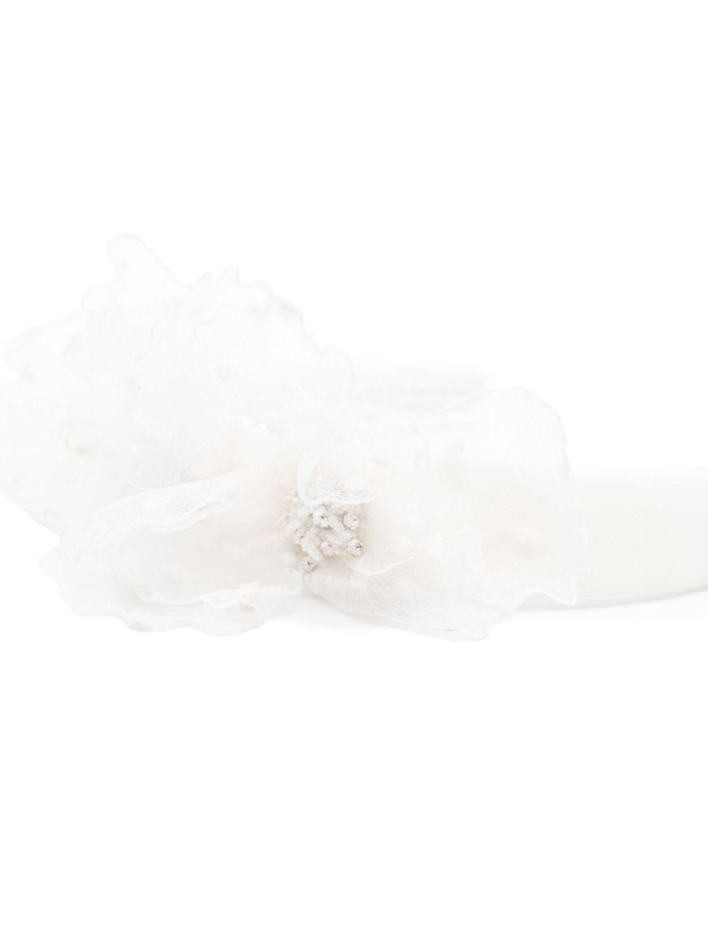 Cerchietto per bambina MAISON AVA bianco in tulle con decorazione in cristalli MA-SS25-HH09 WHITE MAISON AVA 