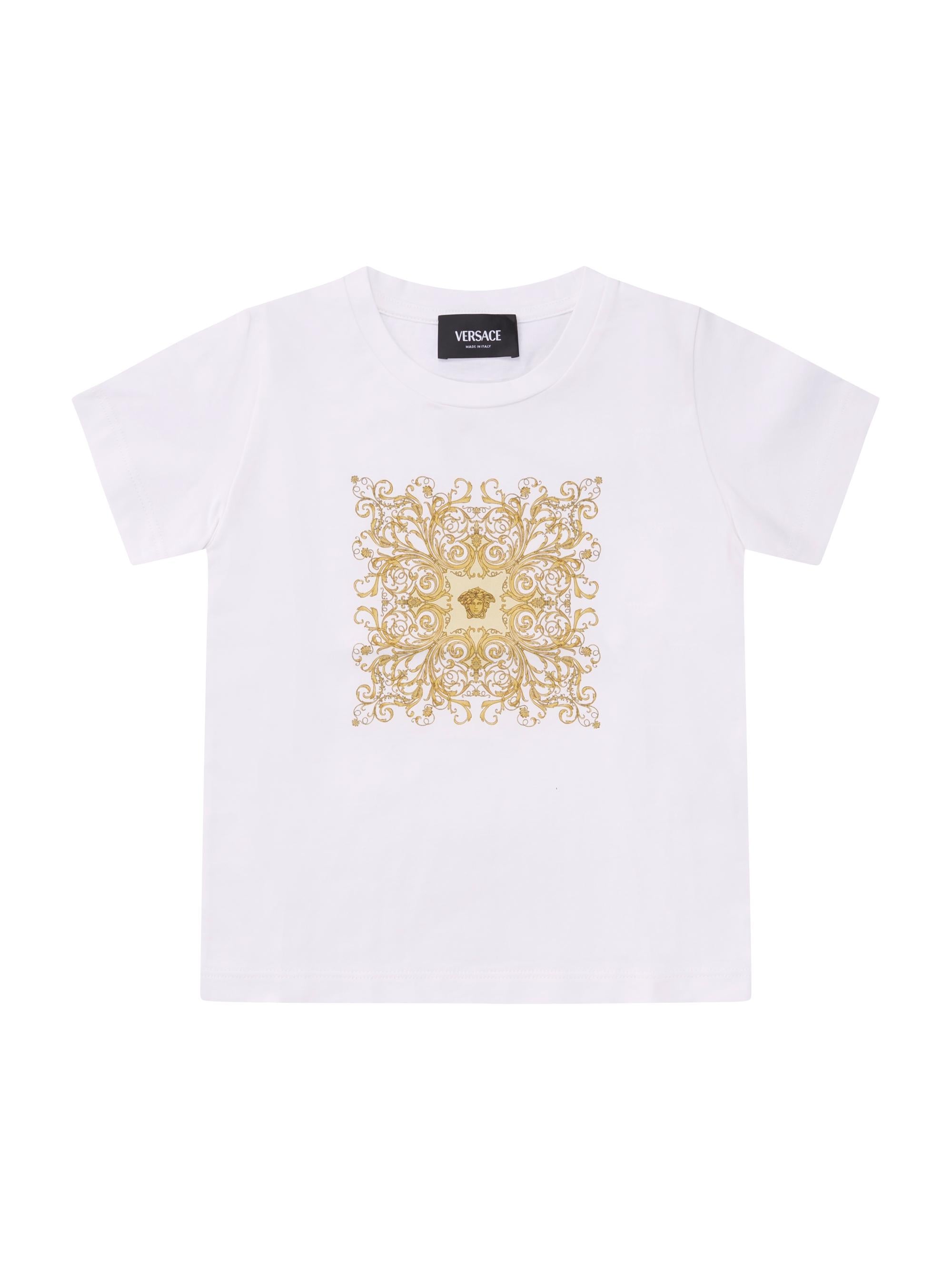 T-shirt per neonatoVersace Kids bianca con stampa grafica sul davanti 10185701A17231 2W110 VERSACE KIDS 