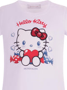 T-shirt per bambina Monnalisa bianca con stampa grafica sul davanti 11G618 7201 0099 MONNALISA 