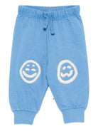 Pantaloni Simeon sportivi per neonato Molo azzurri con toppe smile sulle ginocchia 6S26I205 5615 MOLO 