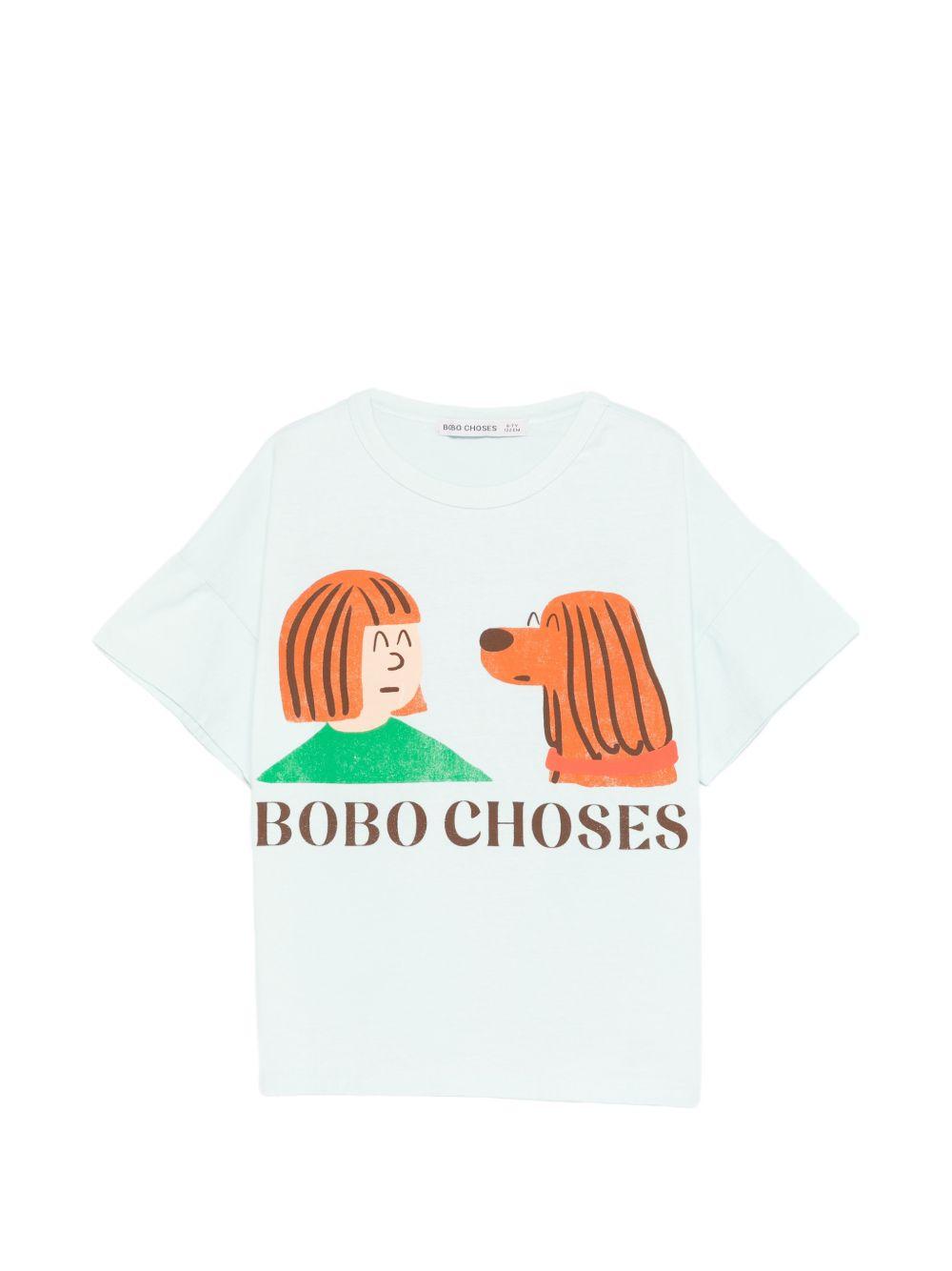 T-shirt per bambini Bobo Choses azzurra con stampa grafica sul davanti B126AC011 451 BOBO CHOSES 