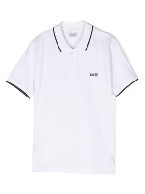 Polo per bambino Boss Kids bianca con stampa logo sul petto
